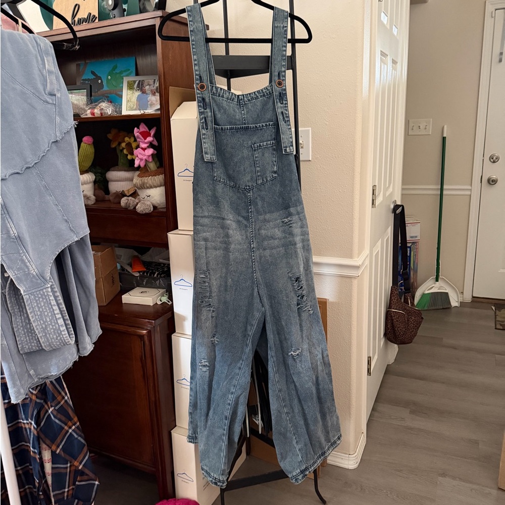 Easel Blue Denim Jumpsuit